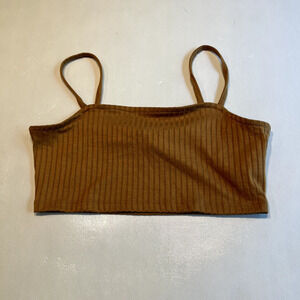VERO MODA Womens Lucy‎ Rib Crop Top Tobacco Brown size Small